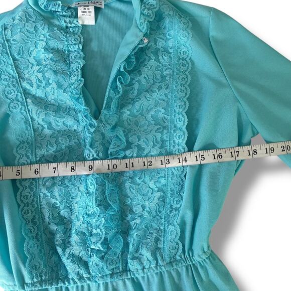 Vintage 70's Jane Baar New York Dress Sz Medium Sheer Retro Prairie Mod Era - Picture 6 of 7